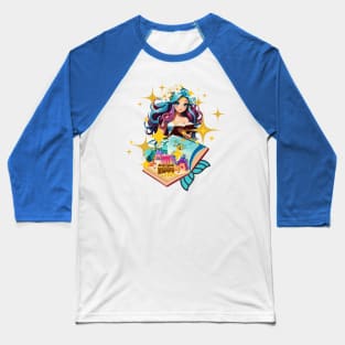 Cute Little Reading Mermaid Baseball T-Shirt